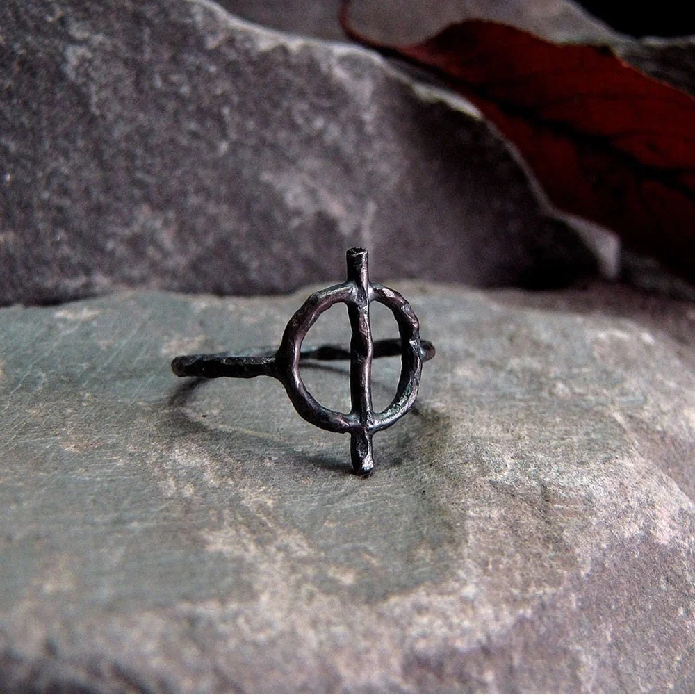 Alchemy SALT Symbol Handmade Artisan Solid Sterling Silver Alchemist Ring - Picture 4 of 6